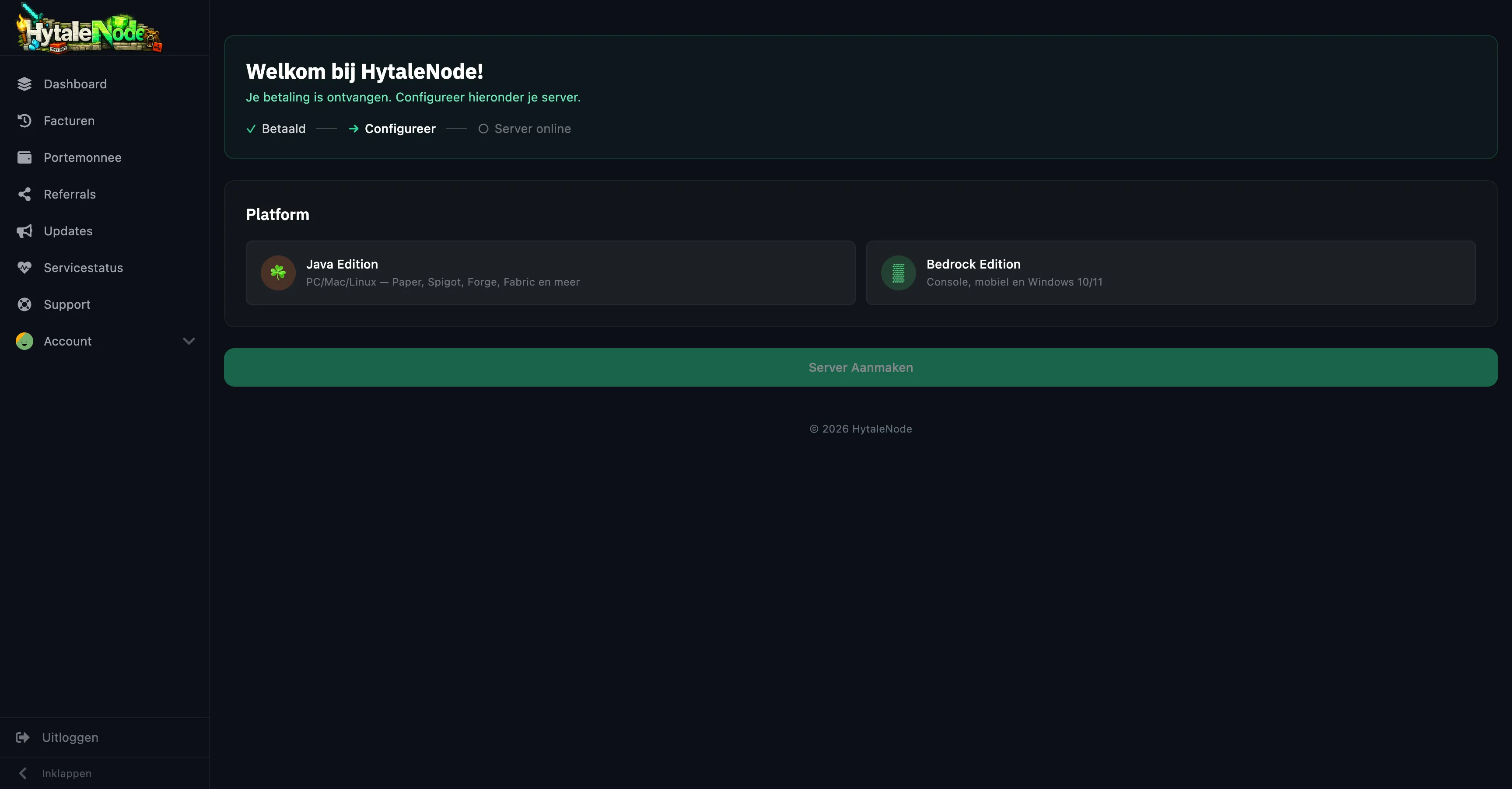 Server aanmaken